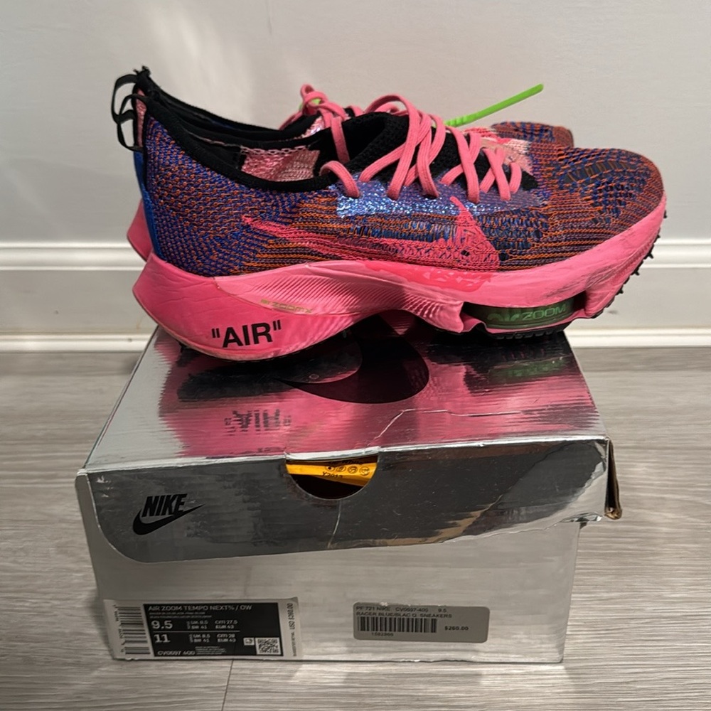 Nike Air Zoom Tempo Next Flyknit Off-White Racer Blue Pink Glow Men’s 9.5